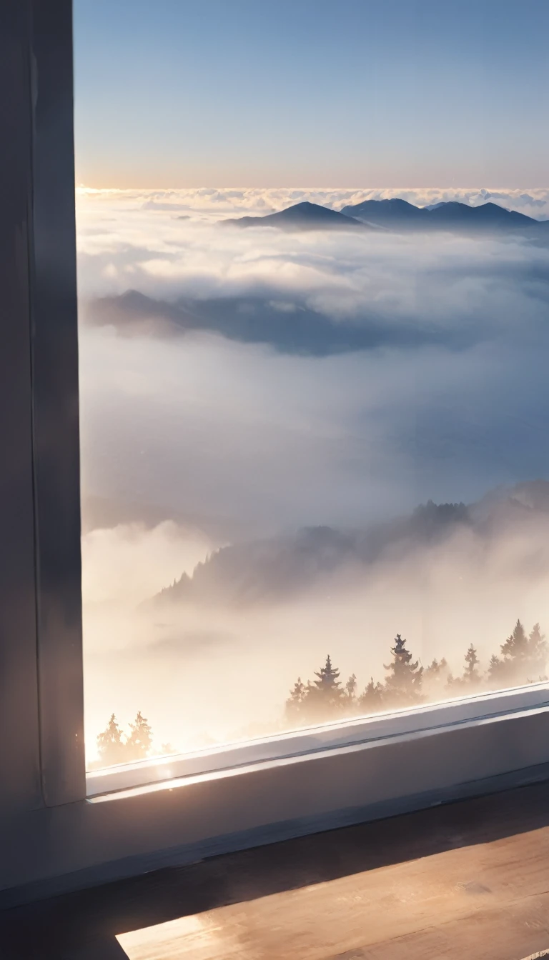 A paradise view from a very foggy window