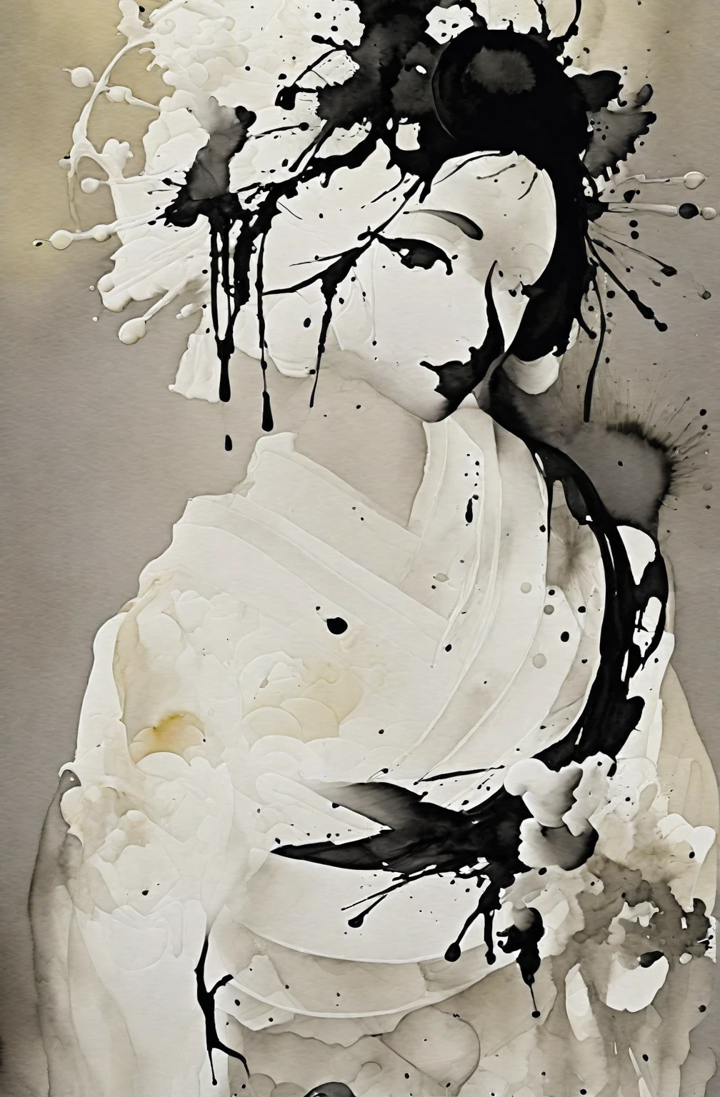 Ink painting,Black and white painting,splash,