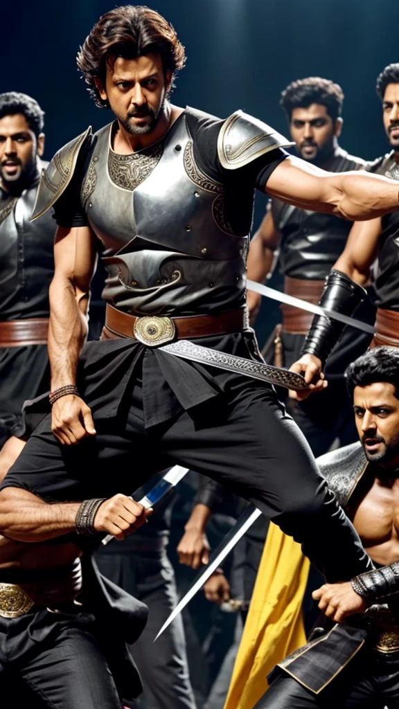 Hrithik roshan sword fighting with bunch of enemies