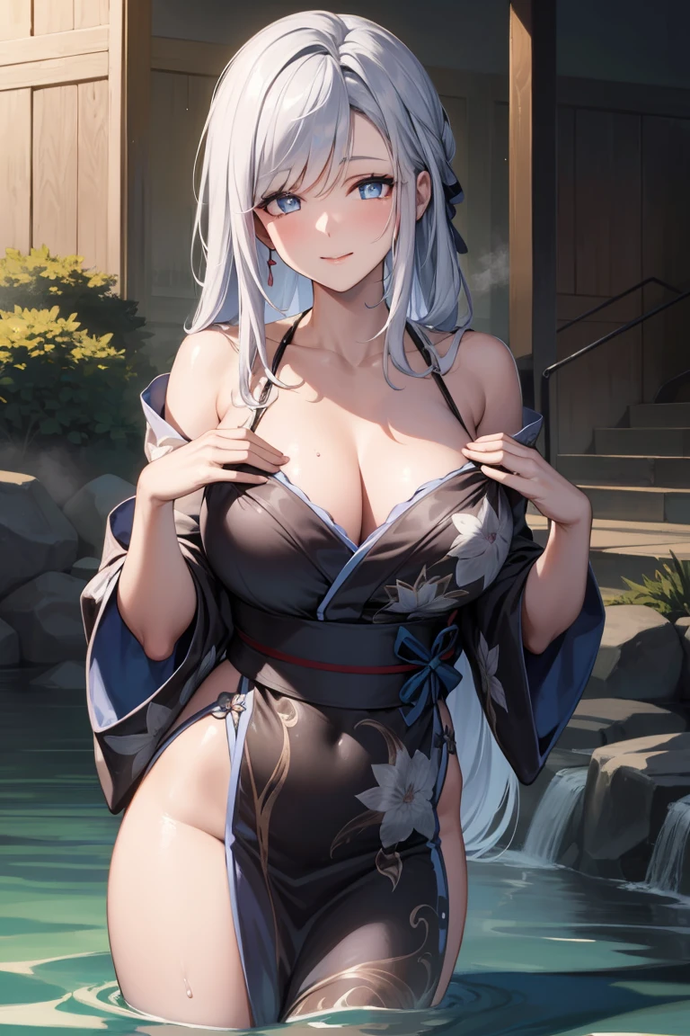 beautiful older women with long grey hair and grey eyes
BREAK (yukata:1.2),
BREAK onsen, steam, (partially submerged:1.3), looking at viewer, smile,((hands behind back:1.5)),
BREAK (masterpiece:1.2), best quality, high resolution, unity 8k wallpaper, (illustration:0.8), (beautiful detailed eyes:1.6), extremely detailed face, perfect lighting, extremely detailed CG, (perfect hands, perfect anatomy),