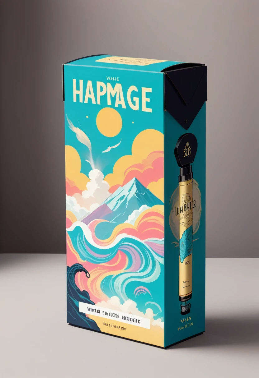 Boxed VAPE packaging with full, harmonious composition and illustration style