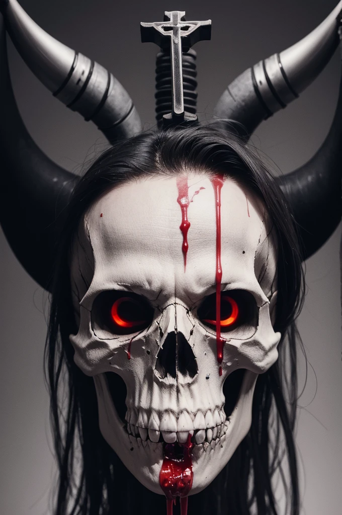 Skull with blood in eyes and evil thorn