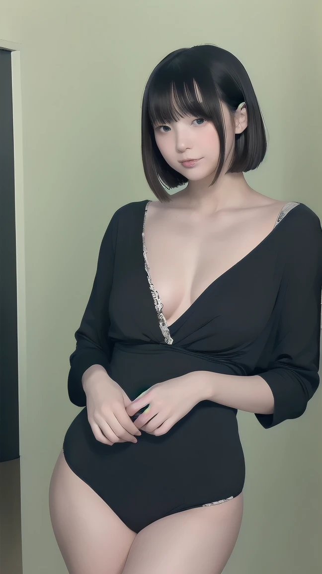 Arabian Asian woman in black dress taking a photo, realistic Young Gravure Idol, Young Sensual Gravure Idol, Young and skinny gravure idol, Young and cute gravure idol, Young Gravure Idol, realistic sensual gravure idol, A sophisticated gravure idol, Enchanting anime girl, Beautiful and attractive anime teen, Japanese Goddess, Short Hair