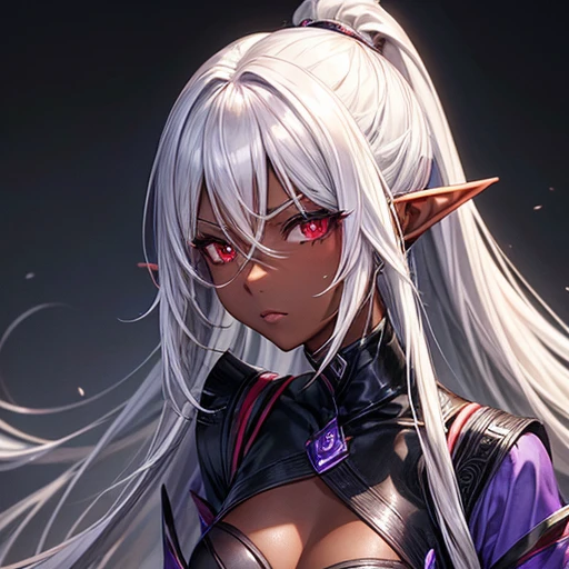 A Dark Elf Female with white hair, dark skin and red eyes (NSFW)