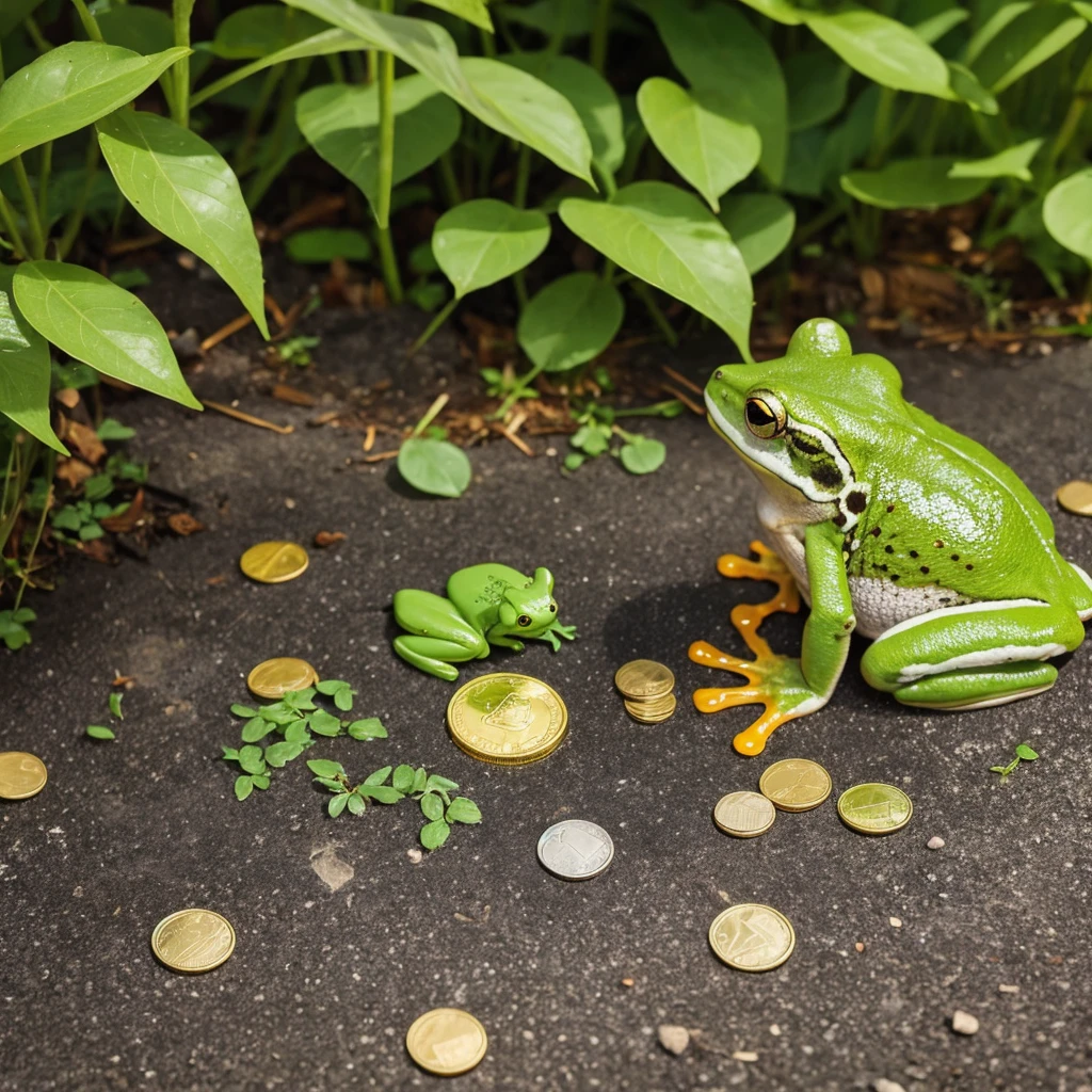 Frog with coin