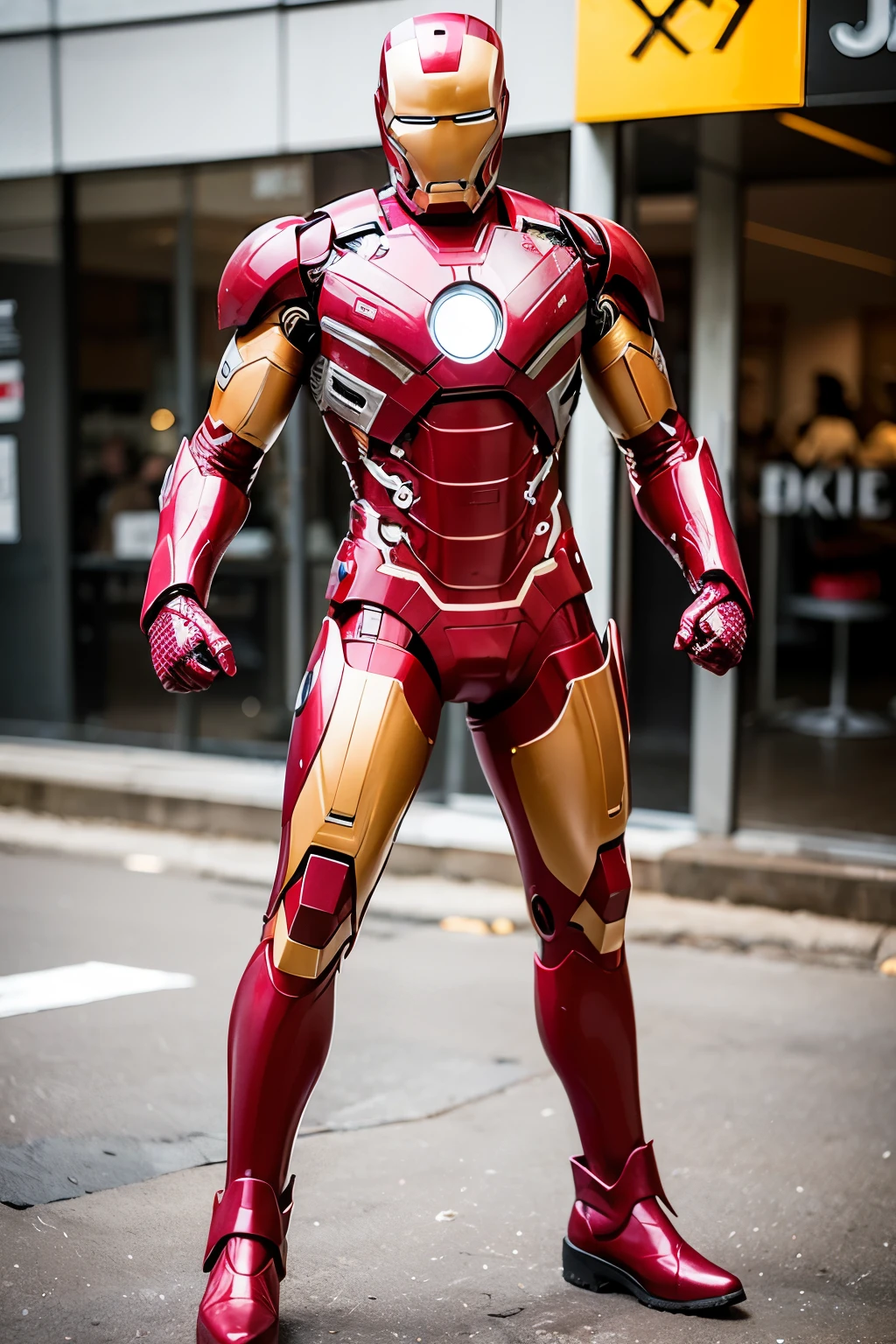 ((best quality)), ((masterpiece)), (detaile), the iron man combine costume with the wolverine, realism futuristic suite(fullbody).