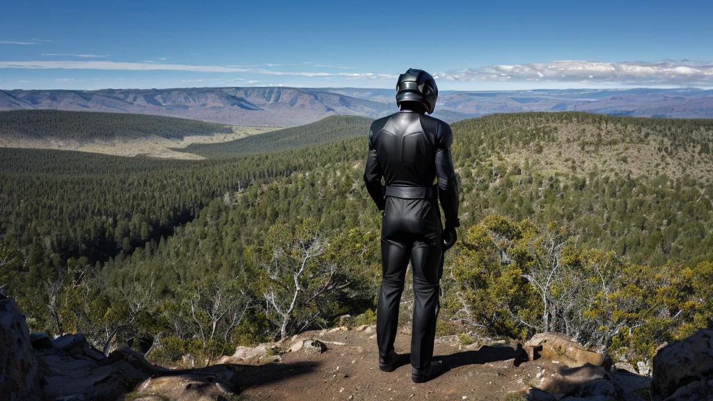 A Luxury Sales Suit man wearing a black rider full-face helmet overlooking wilderness,full body,standard rider black full face helmet,back view of the man, background is a wilderness,a man overlooking wilderness,a man overlooking wilderness,a man overlooking wilderness,a man overlooking wilderness,a man overlooking wilderness,full body,full body,full body,full body,with black rider full-face helmet,with black rider full-face helmet,with black rider full-face helmet,wearing black rider full-face helmet,wearing black full-face helmet,wearing black full-face helmet,overlooking wilderness,overlooking wilderness,Back view,Back view,Back view,Back view,Draw people small,Draw people small,Spectacular views,Spectacular views,Spectacular views,lonely man,lonely man,a black full-face helmet,a black full-face,A Luxury Sales Suit man,with Luxury Sales Suit