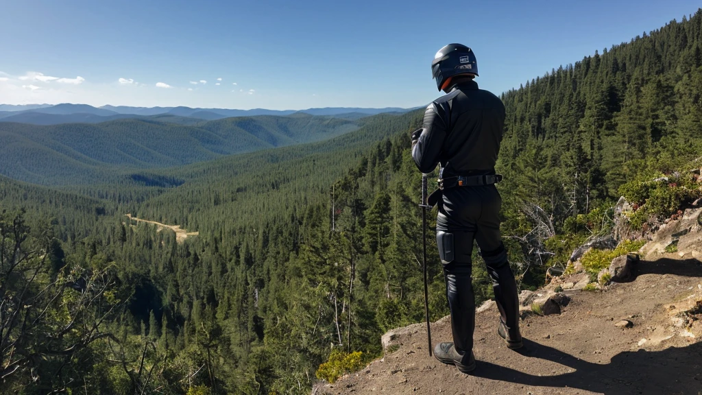 A Luxury Sales Suit man wearing a black rider full-face helmet overlooking wilderness,full body,standard rider black full face helmet,back view of the man, background is a wilderness,a man overlooking wilderness,a man overlooking wilderness,a man overlooking wilderness,a man overlooking wilderness,a man overlooking wilderness,full body,full body,full body,full body,with black rider full-face helmet,with black rider full-face helmet,with black rider full-face helmet,wearing black rider full-face helmet,wearing black full-face helmet,wearing black full-face helmet,overlooking wilderness,overlooking wilderness,Back view,Back view,Back view,Back view,Draw people small,Draw people small,Spectacular views,Spectacular views,Spectacular views,lonely man,lonely man,a black full-face helmet,a black full-face,A Luxury Sales Suit man,with Luxury Sales Suit