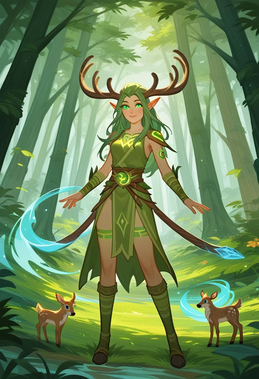 (Fraction_9,Fraction_8_Direction_7_up),1 a woman,(((bust))),Lilia,Deer Man,cute,Runes on legs,cute面容,beauty,Sexy,Druid, Druid, female Druid, nature Druid, world of warcraft elven Druid, Cernunnos, alluring tiefling Druid, Fantasy concept art, Druid warrior, martial artist dryad, Hearthstone concept art, Forest tree spirit, a Druid, Female Troll Shaman, Druid goddess