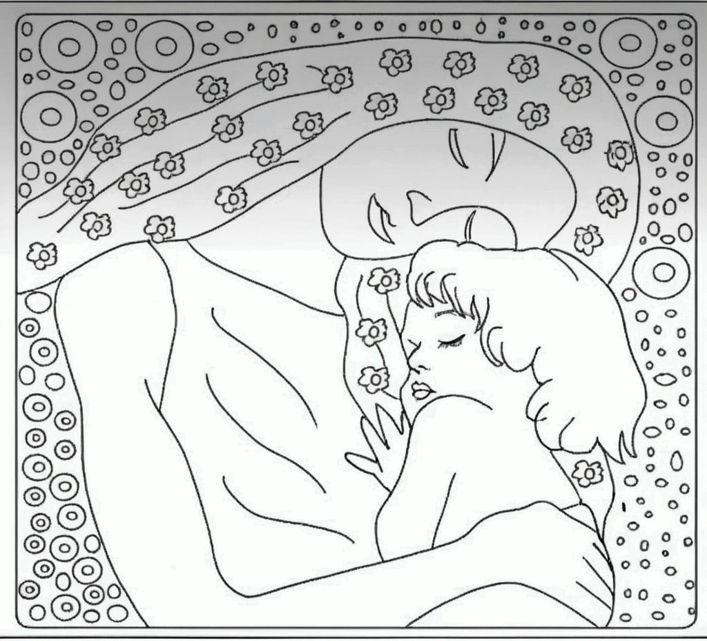 coloring pages for adults to print and color, inspired by Maurice Denis, inspired by Gustav Klimt, inspired by Klimt, inspired by Aristide Maillol, by Bjørn Wiinblad, inspired by Bjørn Wiinblad, klimt and nixeu, inspired by Tawaraya Sōtatsu, art colouring : roberto bernardi