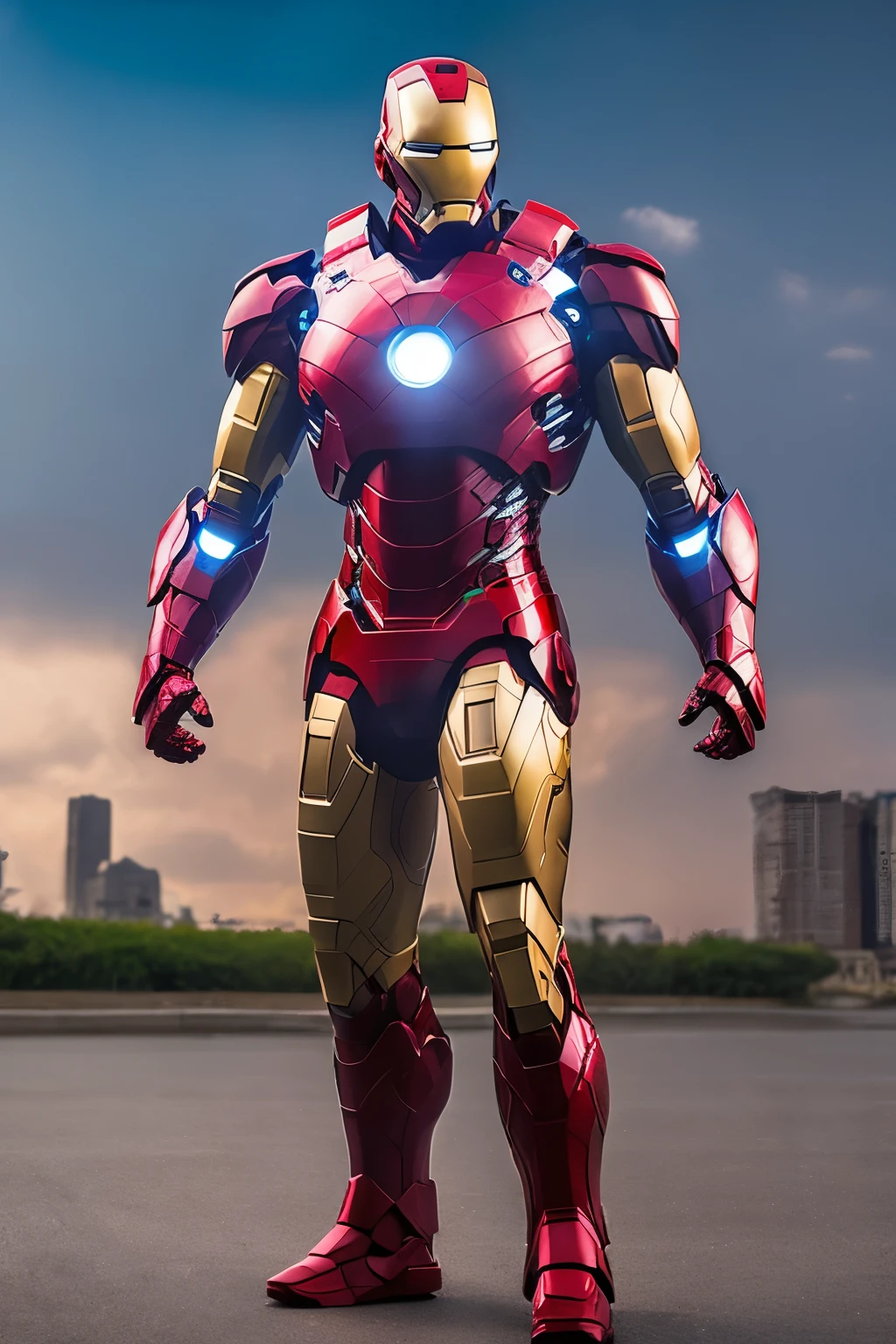 ((best quality)), ((masterpiece)), (detaile), the iron man combine costume(light metalic blue color) with the wolverine, realism futuristic suite(fullbody), flying in the city skies