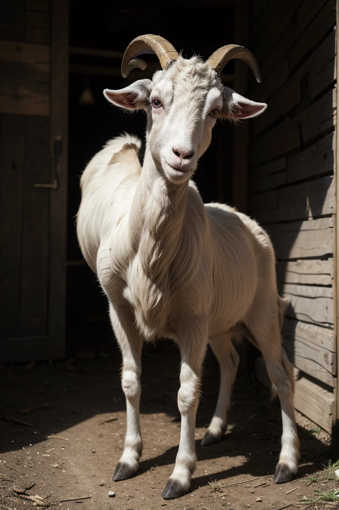 macabre goat standing holding an object in its hand