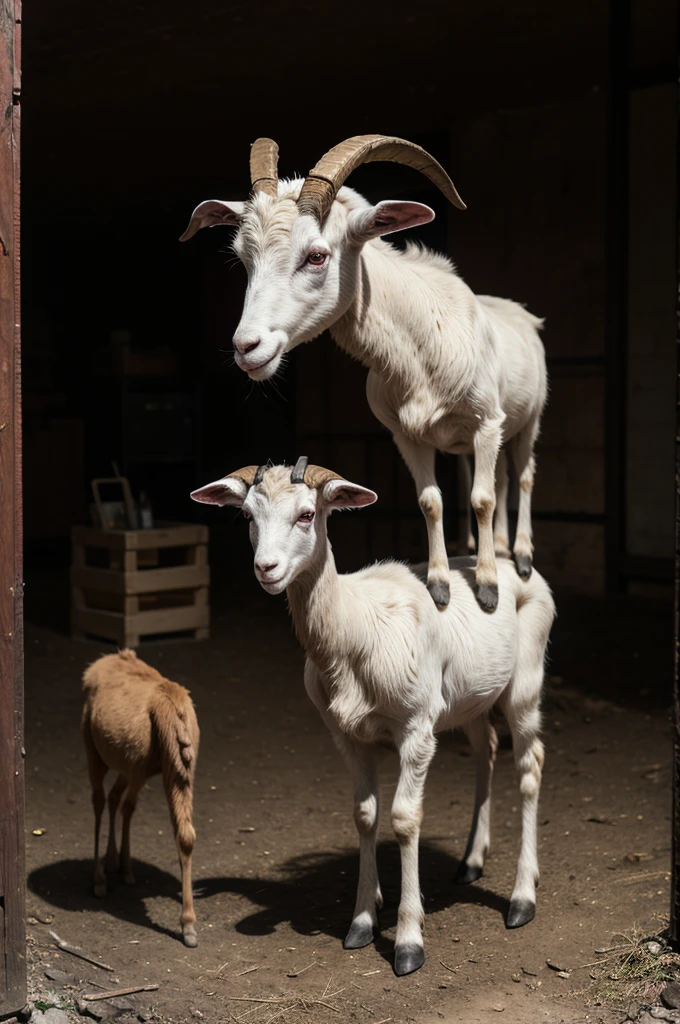 macabre goat standing holding an object in its hand
