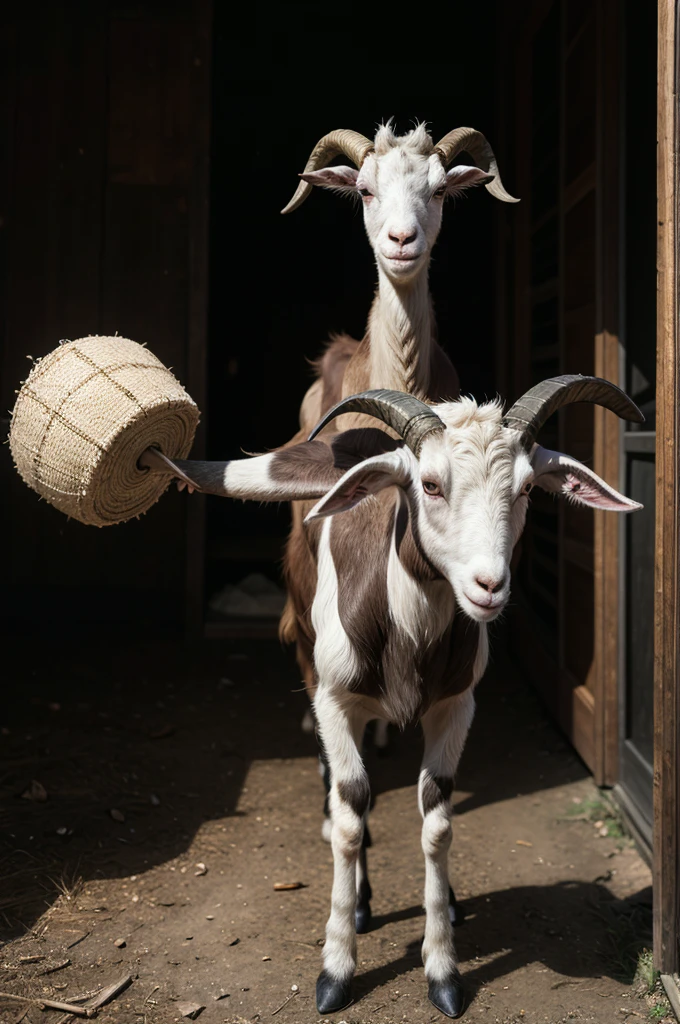macabre goat standing holding an object in its hand