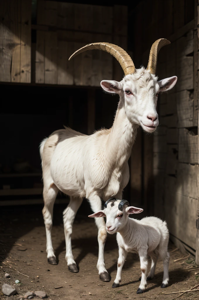macabre goat standing holding an object  in its hand