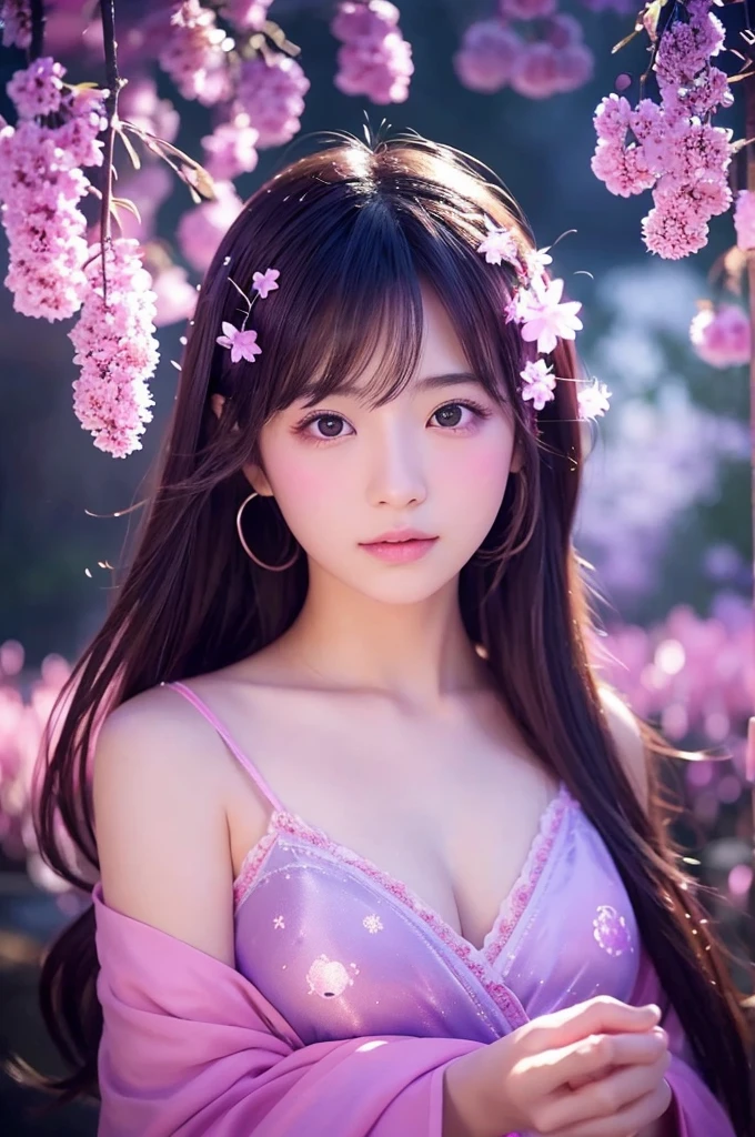 The attractive gaze of a young Japanese woman.
The transparency of the pink and cyaan off-the-shoulder shirt dress, combined with the pale background, expresses the tranquility of the night. hairpiece, beautiful fantasy world scene, lens flare, tilt-shift effect. OLYMPUS OM-D E-M5 Mark IIIで撮影した写真の雰囲気、