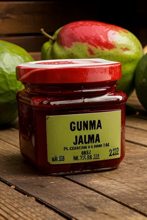 I want a label for guava jam that is red and says the manufacturing date, which is June 18, 2024.