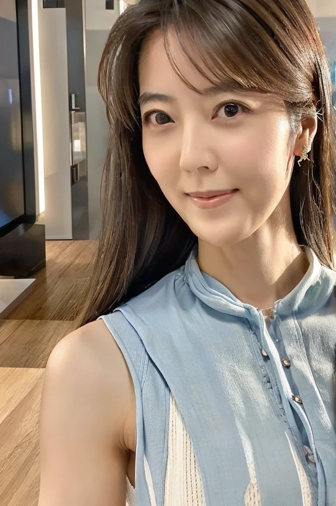 ((Highest quality)), ((masterpiece)), (detailed),Perfect Face,Japanese,Fair skin,Upper Body,Long Hair,Women's Ana Style,blouse,Mature Woman