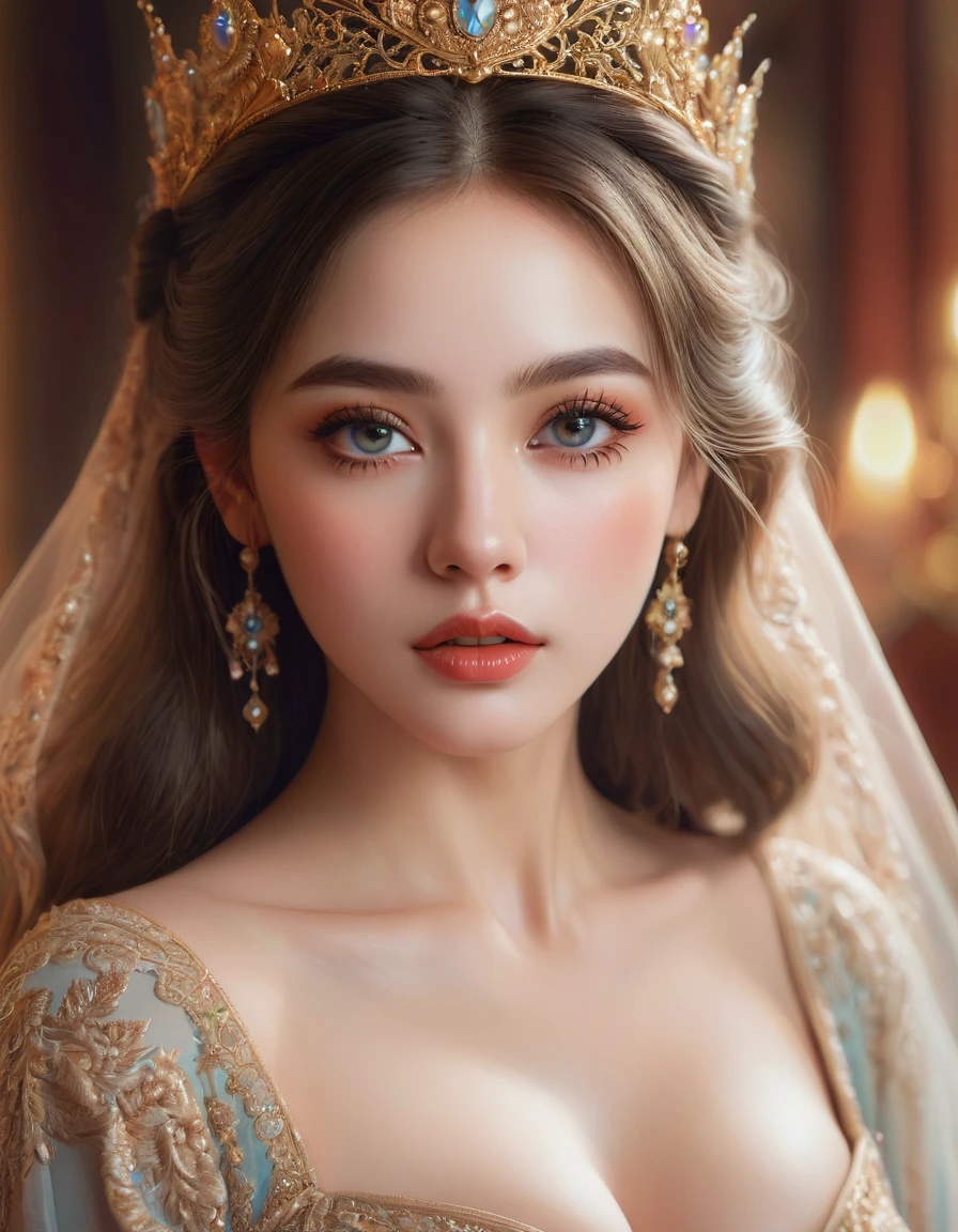 a beautiful girl, extremely detailed face and eyes, long eyelashes, beautiful detailed lips, 1girl, portrait, fantasy, digital painting, ethereal, soft lighting, warm colors, cinematic, highly detailed, intricate, ornate, elegant, delicate, serene, dreamlike, breathtaking, stunning, exquisite, masterpiece