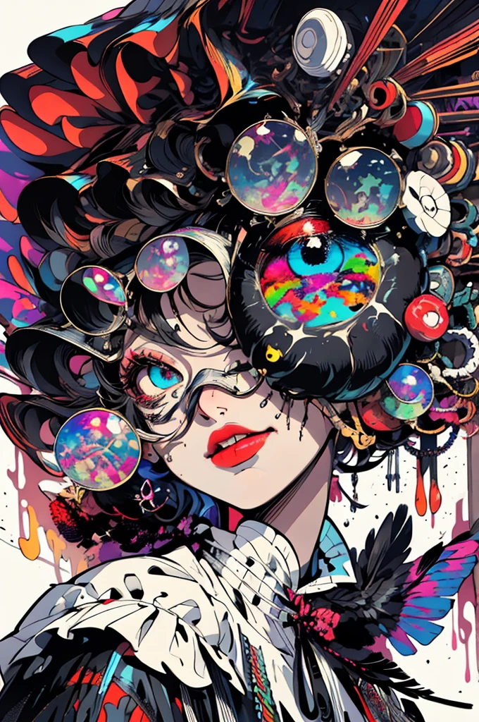 ((NSFW:1.2,Vulgar)),(masterpiece:1.2, best quality), (real picture, intricate details), (1lady, solo, upper body, big) The clothes ar：avant-garde，avant-garde，Experiment with appearance：curlies，Dramatic makeup，Unconventional fashion choice behavior：rebelliousness、non-conformist、Provocation location：urban art district、Underground music venues Hobbies：Participation in punk shows、creating mixed media art、Try different subcultural values：individuality、Realiy、Creative expression of inspiration：Punk rock music、Counterculture icons，Avant-garde art movement character traits：boldness、boldness、act outside the box。