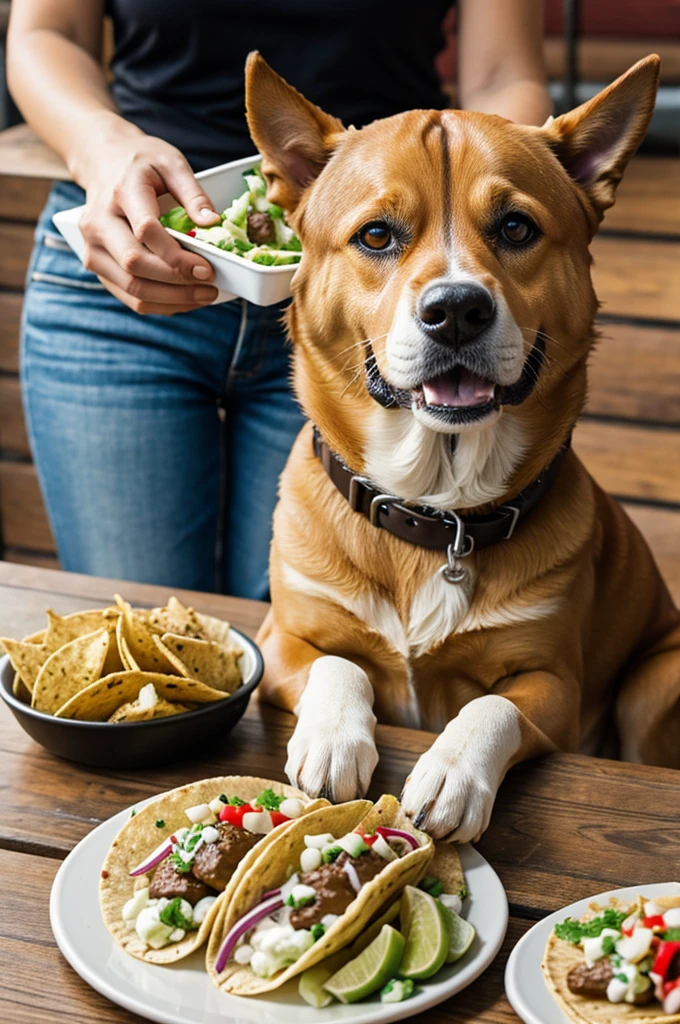Super buff dog holding taco