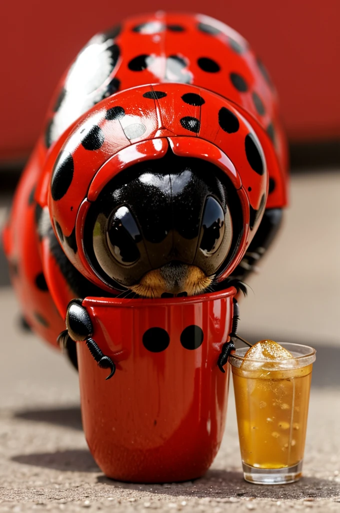 Ladybug tomando coca