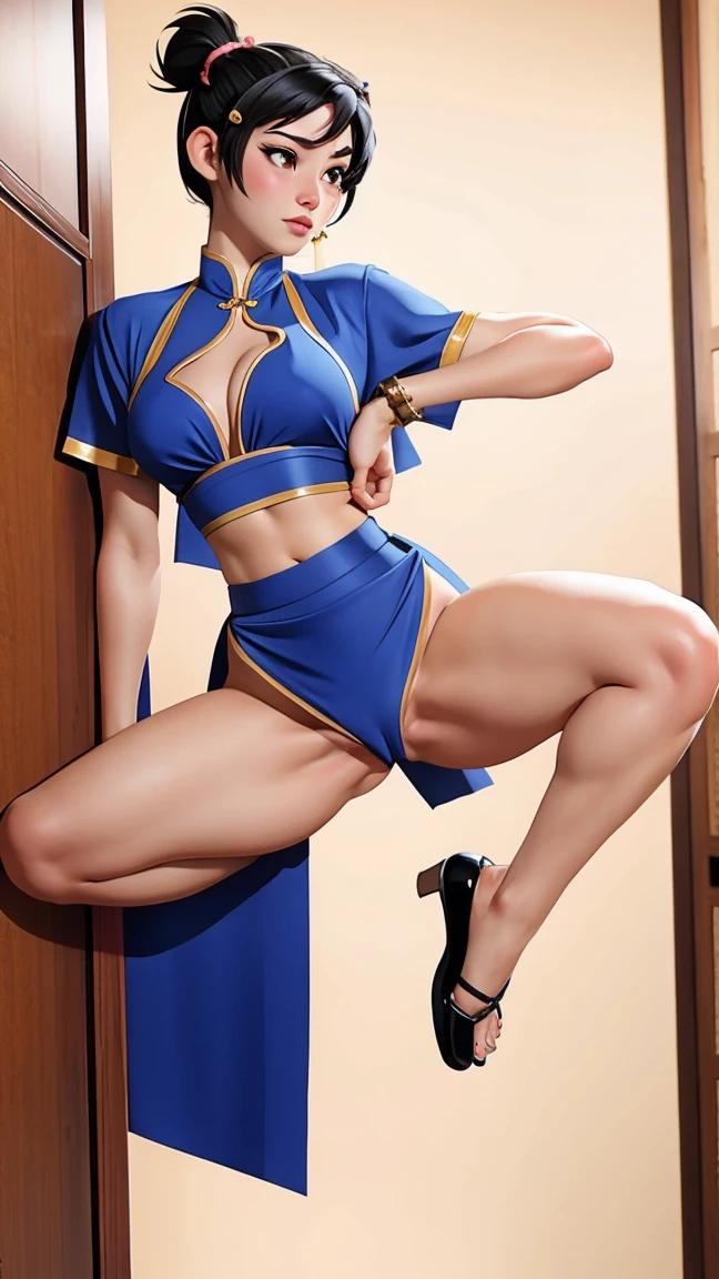 Chun Li young naked  showing her pussy with her breasts exposed 