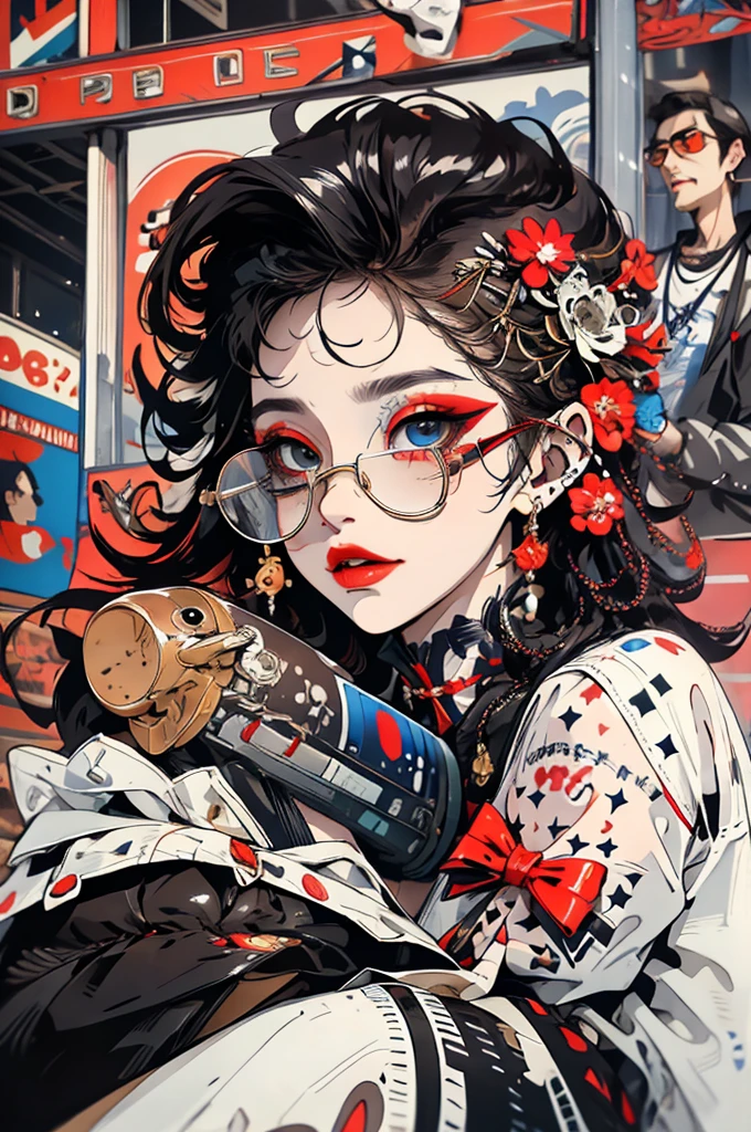 ((NSFW:1.2, Vulgar, beautiful tits, nipples)),(masterpiece:1.2, best quality), (real picture, intricate details), (1lady, solo, upper body, big) The clothes ar:avant-garde,avant-garde,Experiment with appearance:curlies,Dramatic makeup,Unconventional fashion choice behavior:rebelliousness、non-conformist、Provocation location:urban art district、Underground music venues Hobbies:Participation in punk shows、creating mixed media art、Try different subcultural values:individuality、Realiy、Creative expression of inspiration:Punk rock music、Counterculture icons,Avant-garde art movement character traits:boldness、boldness、act outside the box。