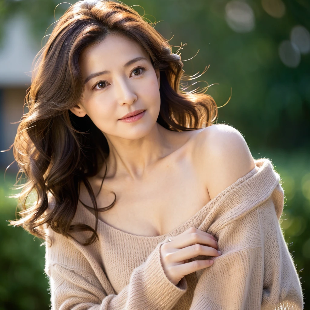 Beautiful mature woman with beautiful wavy long hair, Sexy Mature, Sexy clothes, Ultra-high resolution,(Realistic:1.4), ((Highest quality)), ((masterpiece)), (be familiar with),