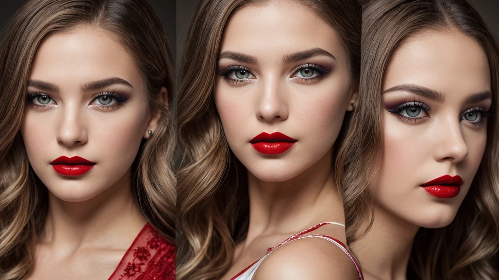 (Best quality,8K,A high resolution,Masterpiece:1.2, DSLR, 16k ),Ultra-detailed,(Realistic,Photorealistic,photo-realistic:1.37),Portrait, Creative style artwork, Historical, classical, Sophisticated, plethora of colors ,Highly detailed, Soft lighting, luxurious environment , black dress, there is young woman , girl wearing a red classy royal dress, performing a music video, slim fit (oval perfect shape, asymmetrical face structure, perfect proportion, almond eye type, hazal eye color, detailed eyes, yellow hair color, 34 inch breasts, hourglass figure, slim body, pale white skin tone ,sexy girl, 22 years old, soft wavy hair, looking away, attitude expression, professional makeup, red lipstick, sensual Lipstick)