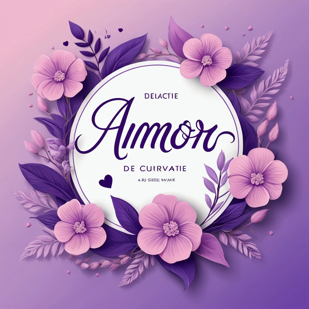 "Delicate, vector; Analogous color palette (pink, lilac, purple). Design with the phrase '"Delicate, vector; Analogous color palette (pink, lilac, purple). Design with the phrase 'Amor de Mãe' in a 'cursive font'. Add a design of flowers and hearts around the phrase. Surrealist, synthwave style: central composition, simple background::2 mockup::-2 --upbeta --ar 1:1."