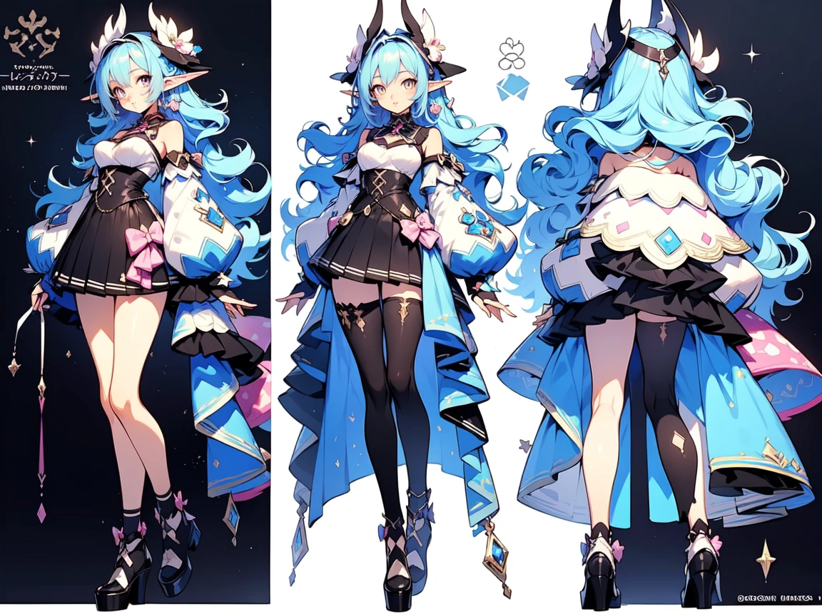 beautiful character design, best quality, anime woman, pastel color, elf ears, long black hair, clothing details with orchids, yellow eyes, vtuber, calm expression, white clothes, phoenix based, dark blue color, turquoise, white body clothes, saturated colors, expressive, vtuber, ,((black hair)), ((dark blue hair tips)), summer lightness, exposed shoulders and arms, transparencies clothes, seduction, smile, feminine style, mature woman, anime woman, pretty woman, black stockings, delicate orchid Accessories, fantasy detailed corset, surreal girl, anime girl, realistic girl, , Orchid Hair accessories, (blue pupils), forehead, fantasy, Medium and long end, ( Colorful) (best quality: 1.2), masterpieces, (High precision: 1.1), 8k resolution, (detailed), delicate, noise reduction, complex Details, Ultra detailed, Very detailed, complex, small details , CG, freshness, official art, oficial character design ((dark blue hair)), blue hair, long dark blue hair, white body clothe, black high socks, (expressive) (night phoenix inspirated) ((fullbody)) ((mommy vibes, big breasts)) vtuber design, famous vtuber clothes, sexy clothes, pretty, ((full vtuber sheet)) Vtuber character design ((mommy)) Sexy clothes, tight clothes