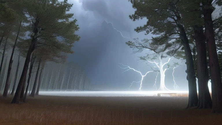 Storm in the relaxing forest 