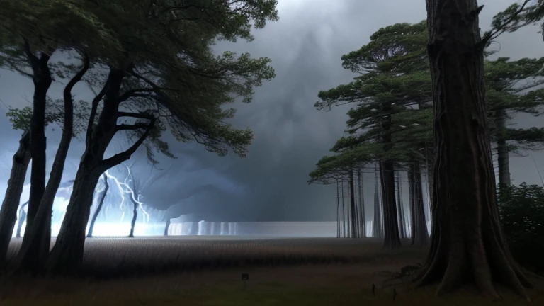 Storm in the relaxing forest 