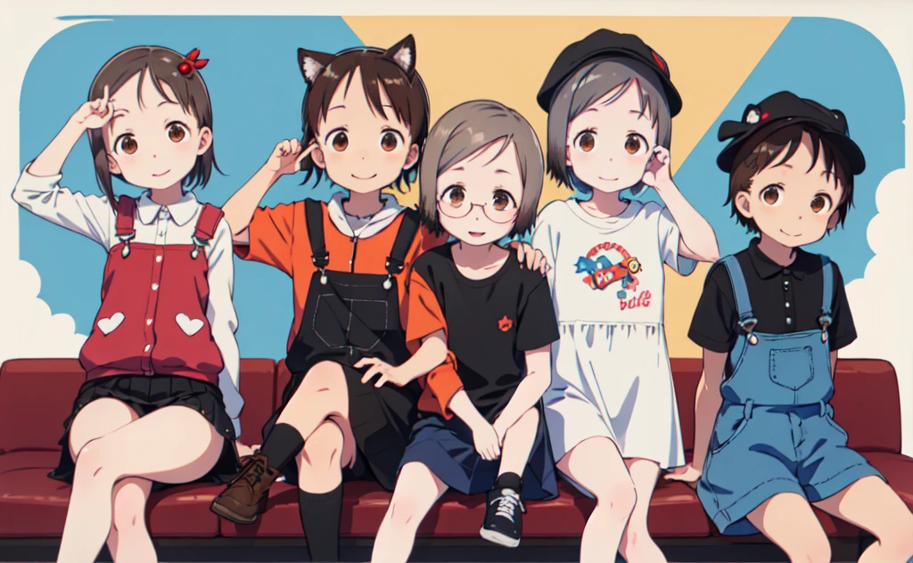 masterpiece,high quality,
4 people,
Ad Base,4 people,
(Imatsuri:1.2),hat,fake animal ears,Long sleeve,dress,Contorting the mouth,PAW Pose,
ADDCOL,4 people,
(Imiu:1.2),Jacket,skirt,Expressionless,Tilt your head,
ADDCOL,4 people,
(Belief:1.2),white dress,Short sleeve,Put your arms behind your back,light smile,Sit Open your legs ADDCOL,4 people,
(Imuchika:1.2),smile,Overalls,Short sleeve,Double V,