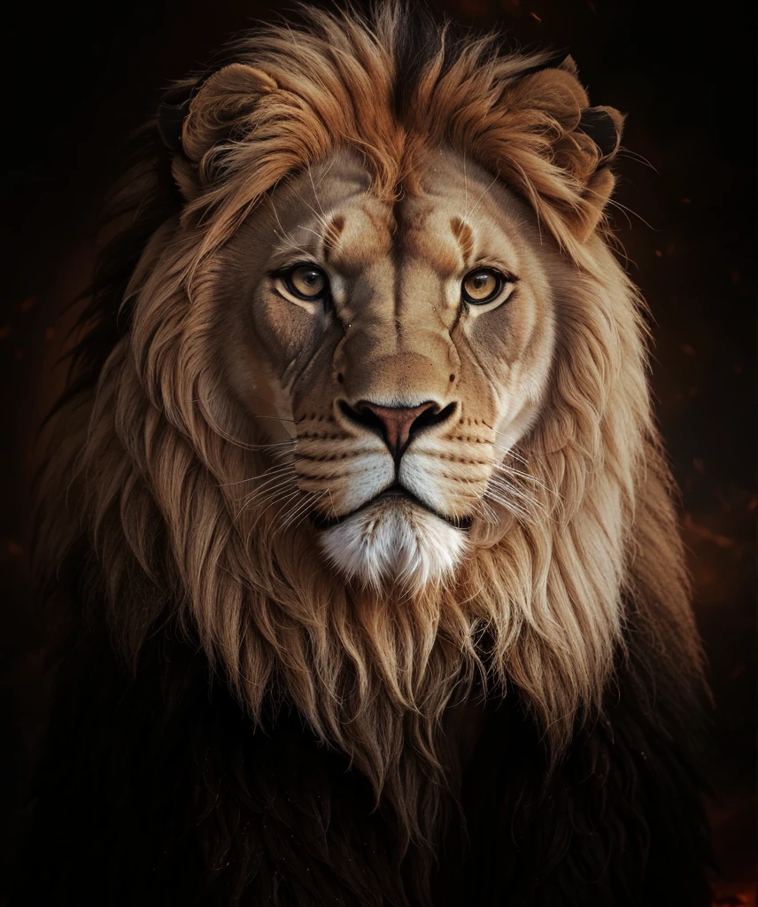 Lion, Divine Lion, natural, naturey, naturey, linda, rendering, photorrealistic, ultrahd, 4K, detailed textures, thunders, detailed shadows, detailed colors, sunset, Sunset, Sunset, naturey linda, Great Divine, sunset, detailed contrast, realistic contrast, high resolution, detailed colors, fire, villany, divine creature, 8k, Detailed Realistic, 16K, 8k, HD