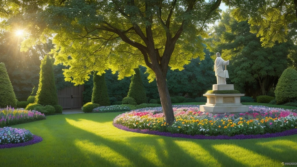 Imagine a serene and inspiring scene in a peaceful, well-kept garden, where nature exudes peace and beauty. The morning sun casts its gentle rays through the treetops, creating patterns of light and shadow on the ground covered in green grass.
In the center of this garden, Jesus Christ is depicted in a sculpture or painting that captures His loving, welcoming gaze. He is sitting or standing amidst a bed of colorful flowers, your hands gently extended in a gesture of invitation and comfort.
The face of Jesus conveys compassion and divine wisdom, His eyes full of unconditional love that reach deep into the hearts of those who contemplate His image. His expression is serene and tranquil, radiating an aura of peace and hope to everyone around you.
Ao redor de Jesus, the flowers in the garden are in full bloom, its vibrant colors softly contrasting with the serene figure of the Savior. Butterflies and birds fly freely, adding a touch of life and movement to the pastoral scene.
The golden light of the sun illuminates the scene softly and warmly, highlighting the details of the sculpture or painting of Jesus. The leaves on the trees sway gently in the wind, creating a natural symphony that complements the tranquility of the moment.
This image not only captures the natural beauty of the garden environment, but it also conveys the eternal message of love and welcome that Jesus Christ represents for all who seek comfort and hope in His presence.
