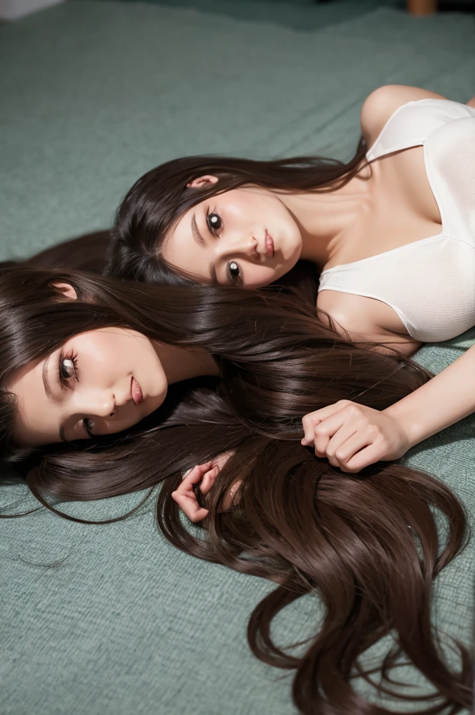 Lying down long hair girl