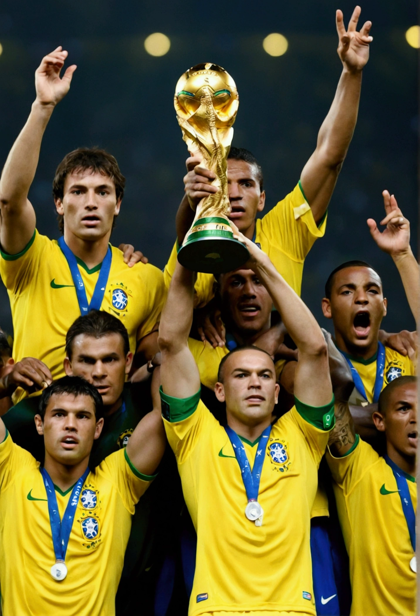 Photo of Brazil raising the 2002 World Cup fee