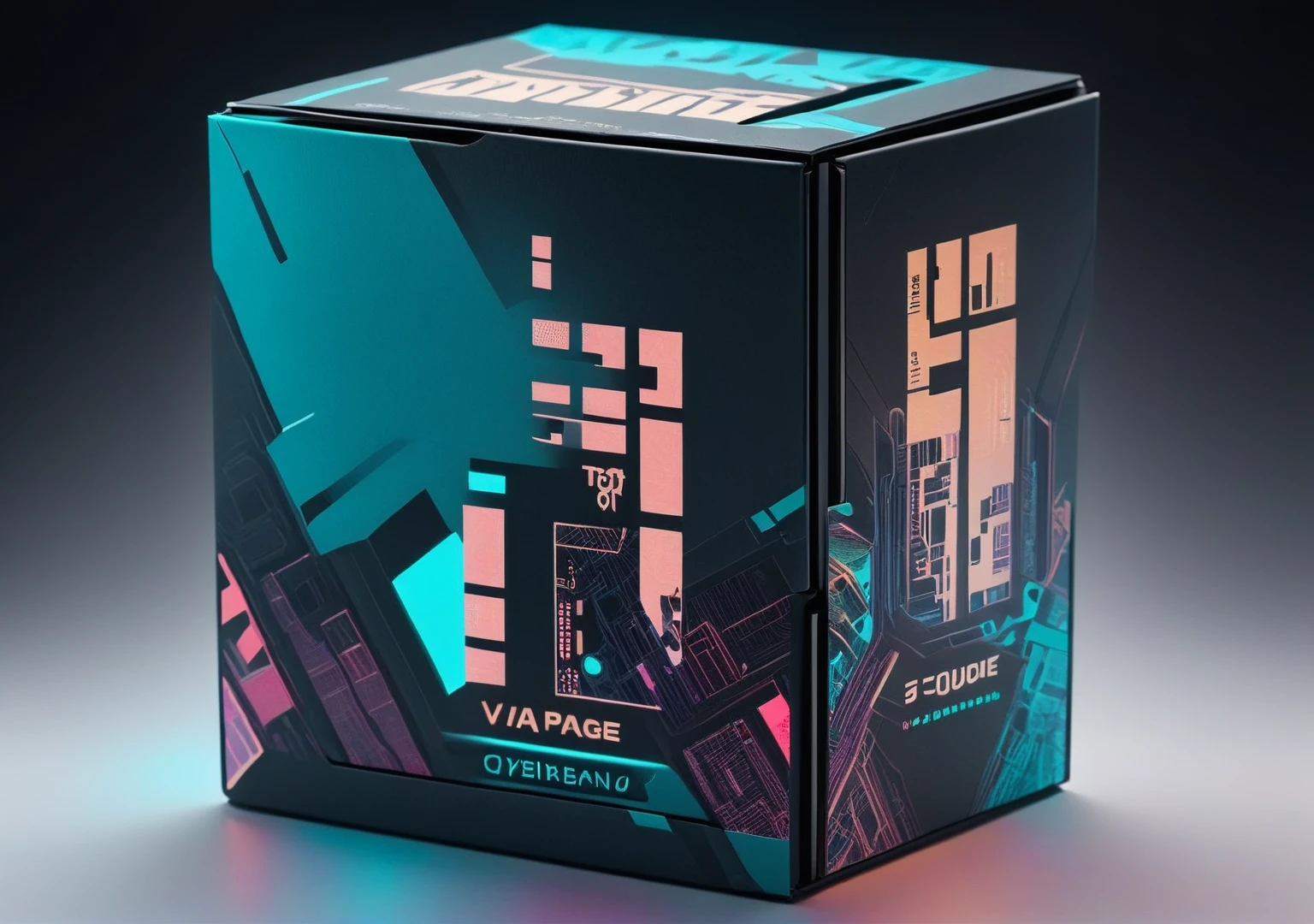 Square box type VAPE packaging, full and harmonious composition, cyberpunk style, with picture elements