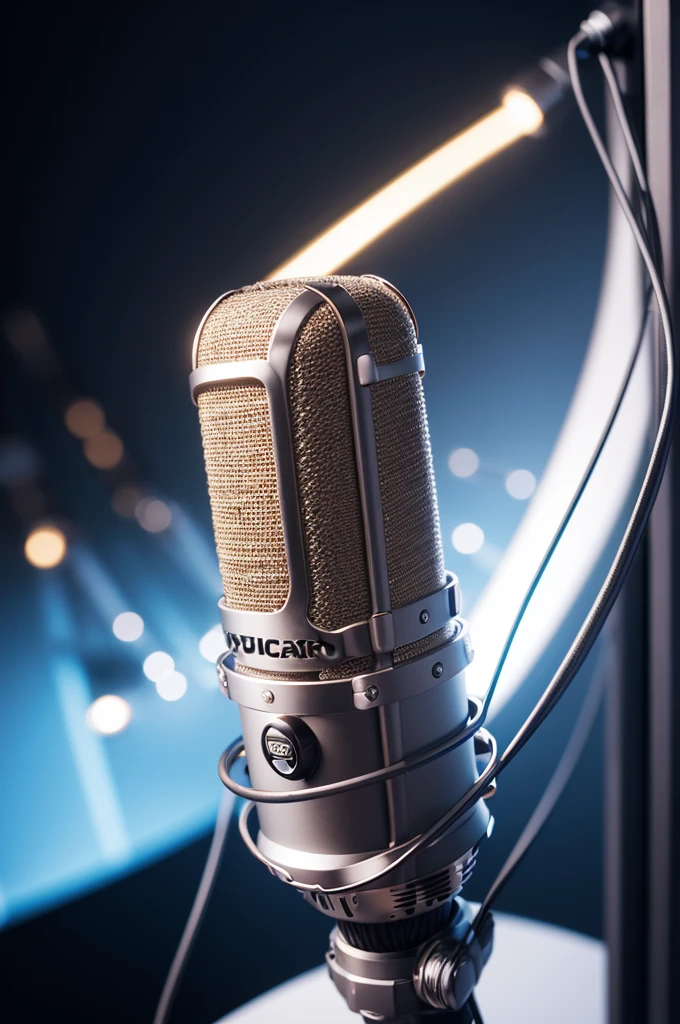 Create an image of a microphone written viral cuts in the background