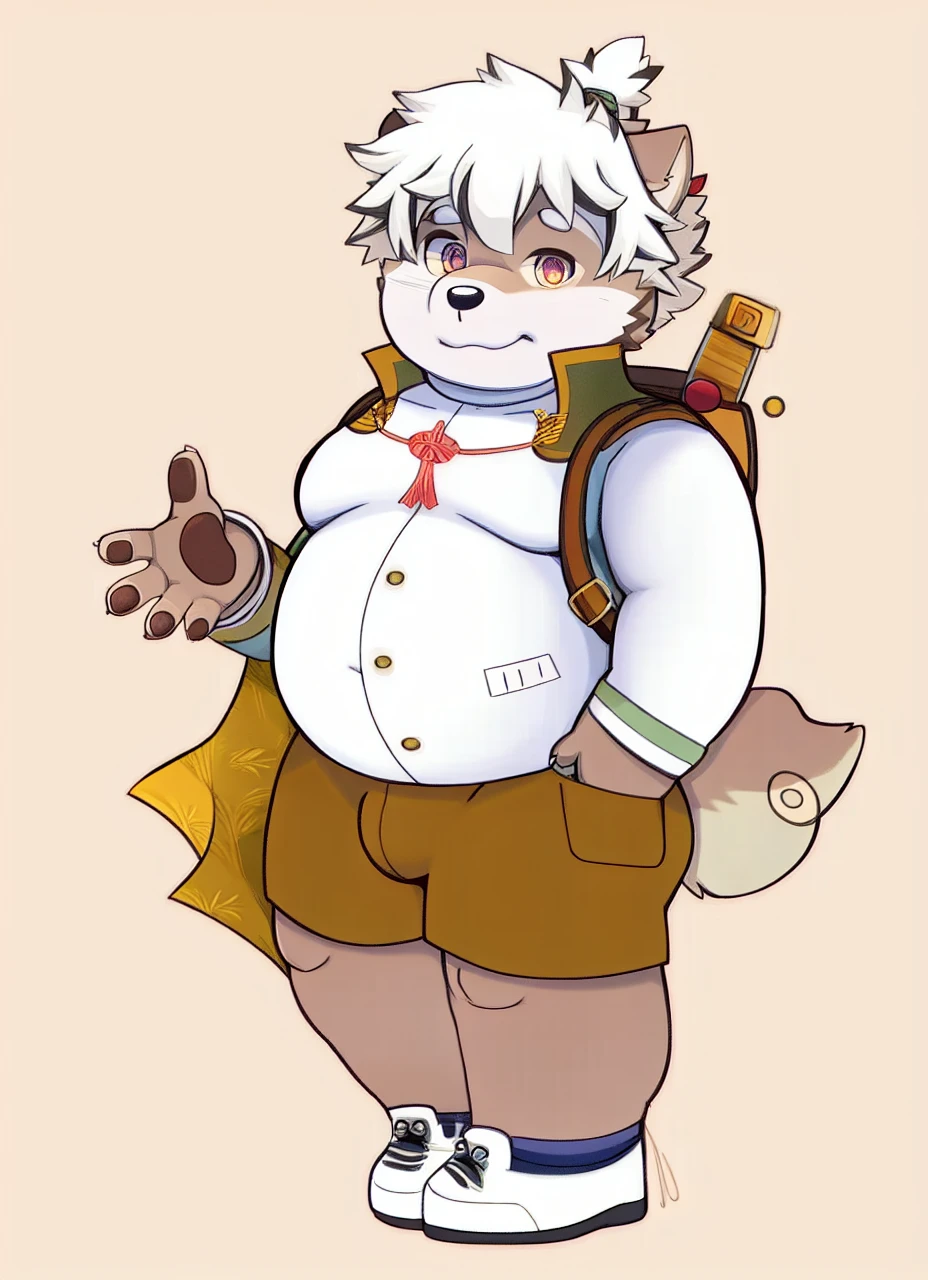 moki, fat, furry male, cute, character focus, anime, overweight, belly, male, anthro, masterpiece, best quality, ultra-detailed detailed, detailed digital artwork, hi res, aesthetic natural colors, atmospheric