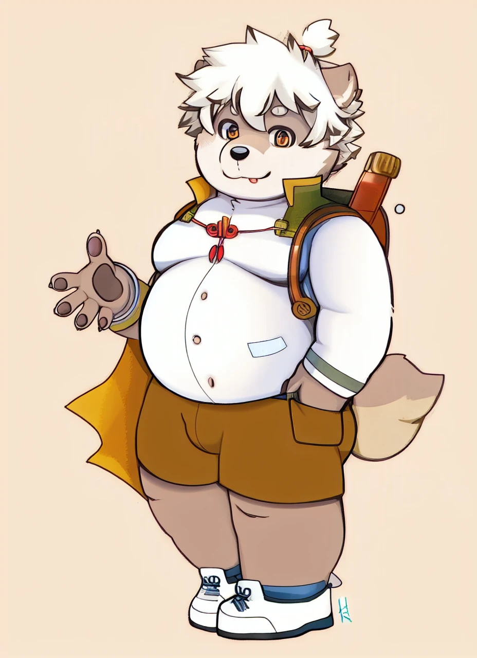 moki, fat, furry male, cute, character focus, anime, overweight, belly, male, anthro, masterpiece, best quality, ultra-detailed detailed, detailed digital artwork, hi res, aesthetic natural colors, atmospheric