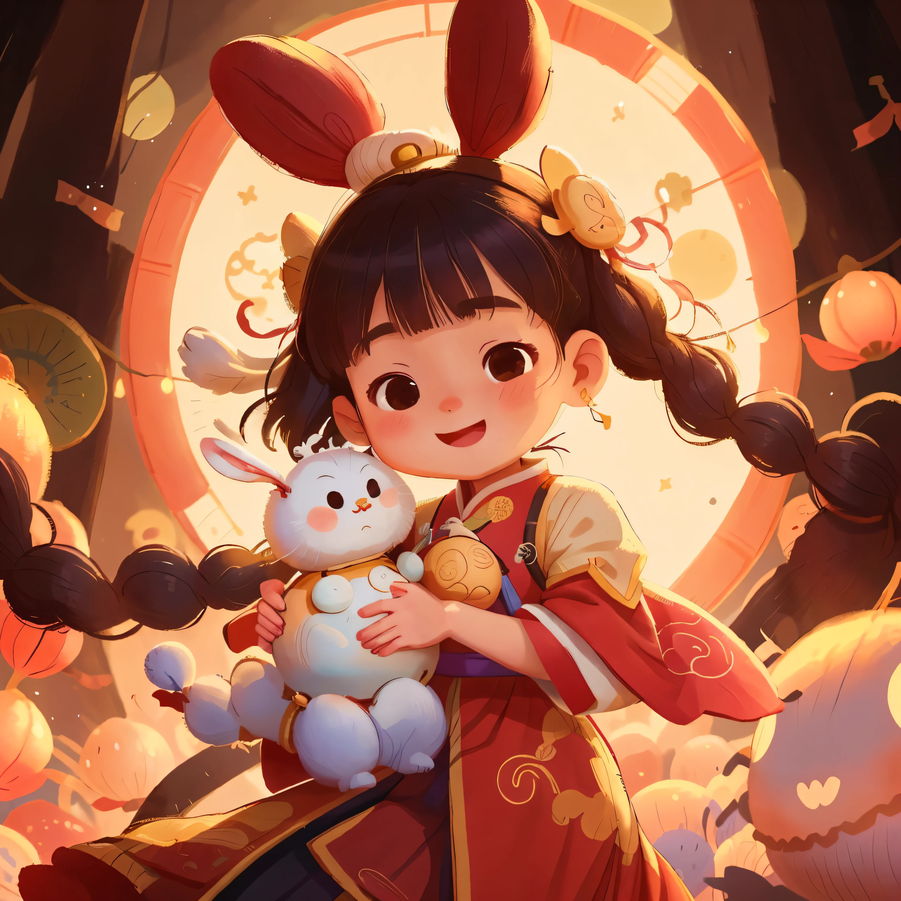 Anime girl with doll and stick in her hand, trending on cgstation, lovely digital painting, Guviz-style artwork, Palace , A girl in Hanfu, trending at cgstation, Cute detailed digital art, Guviz, Artgerm and Atey Ghailan, Beautiful character painting, cute character, by Yang J, Cute anime girl
