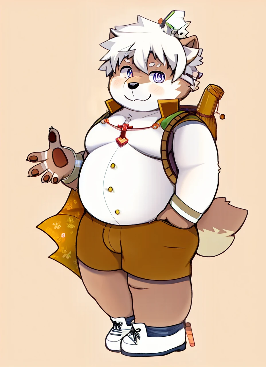 moki, fat, furry male, cute, character focus, anime, overweight, belly, male, anthro, masterpiece, best quality, ultra-detailed detailed, detailed digital artwork, hi res,  aesthetic natural  colors, atmospheric