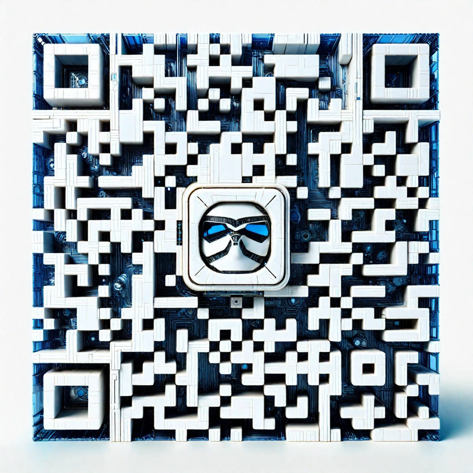 (Quilted paper art), Digital Art,Cyberpunk,(White ceramic housing),blue transparent glass,3D rendering,ray tracing,Reasonable structure,Complex internal structure,(Clear lines, High sharpness,best quality, masterpiece, 4K ),ais-mechdystopia