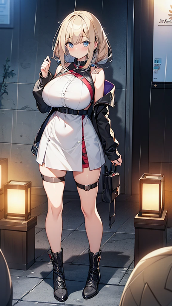 Full body image, フロント, One girl, 18-year-old, Mix 4, (32k, RAW Photos, Highest quality, masterpiece:1.2), (Anime-like, photoAnime-like:1.37), cute, ミニスカートのドレス, night, rain, Humidity, Professional Lighting, Photon Mapping, Radio City, Physically Based Rendering, Super Resolution, (Big Breasts:1.2), {{The biological weapon that had preyed on the younger sister took her place and reunited with the older brother.}}, Girl Skull, whole body, NSFW