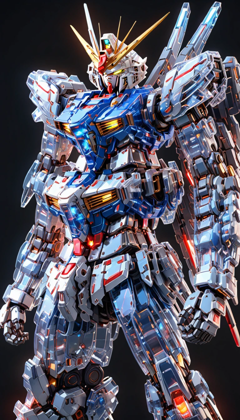 Gundam_Oversized,Solitary, Exquisite details，Clear face and eyes,Luminescence,,Mecha,clasped_hand,_3D Model,8K,complex,Very detailed,masterpiece,Side Light,HDR,HD,8k,Ultra-high quality，Master level