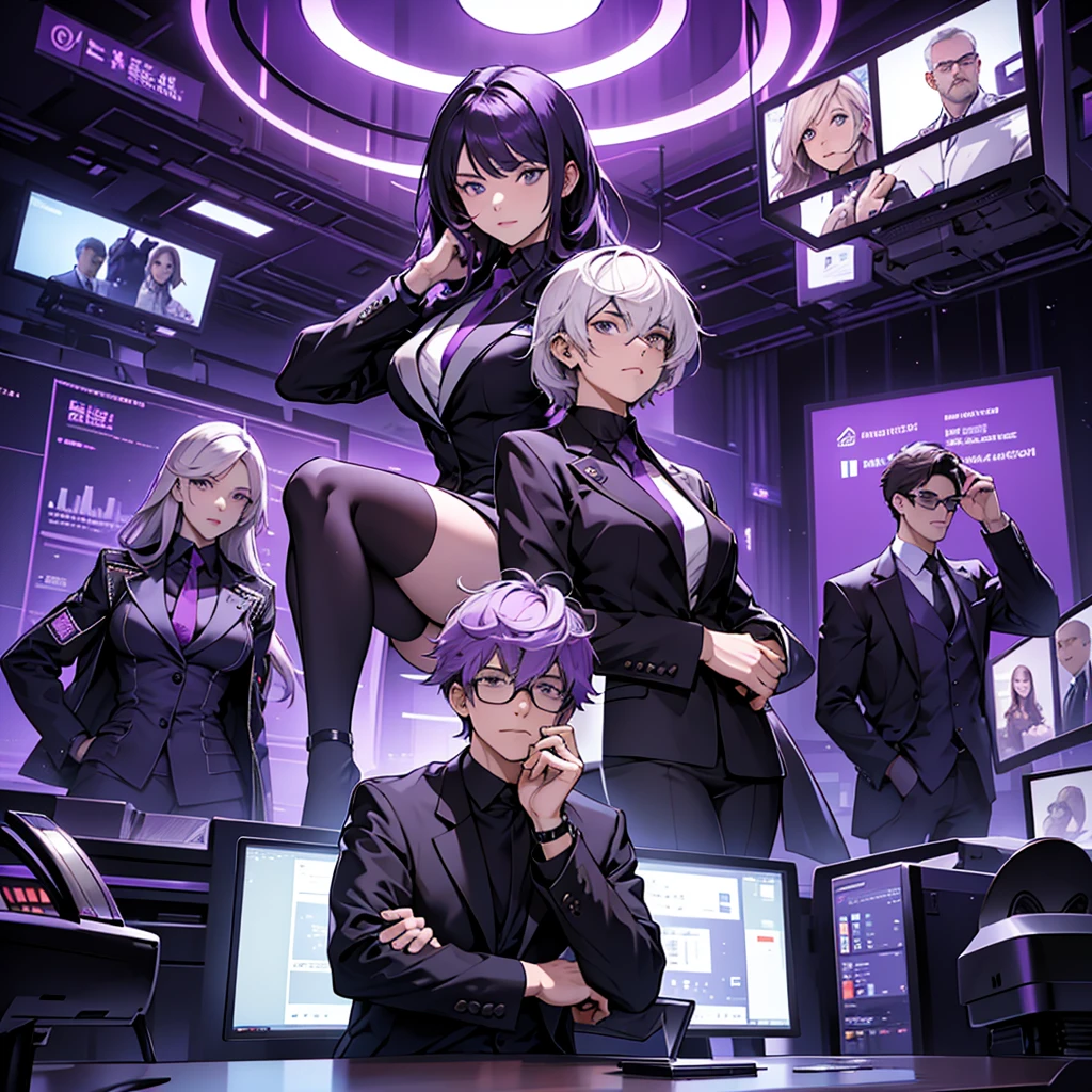 In one image divided into four sections, an architect male, a logician female, a commander female, and a debater male appear, each in distinctive poses against a unified backdrop with shades of purple.
