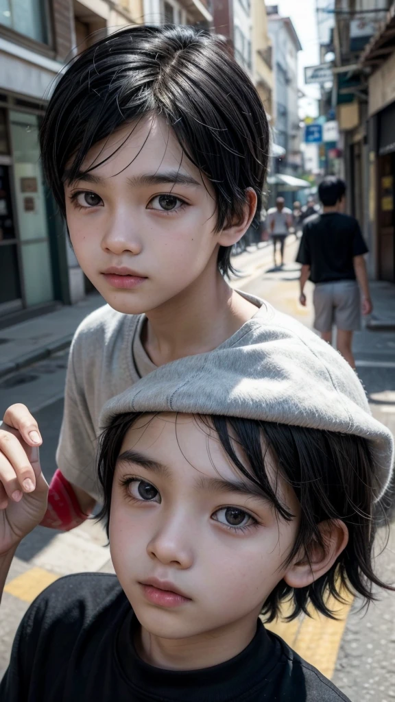 Edson Gomes black with black hair: Shows a young Edson, curious and observant, playing with friends on the street.